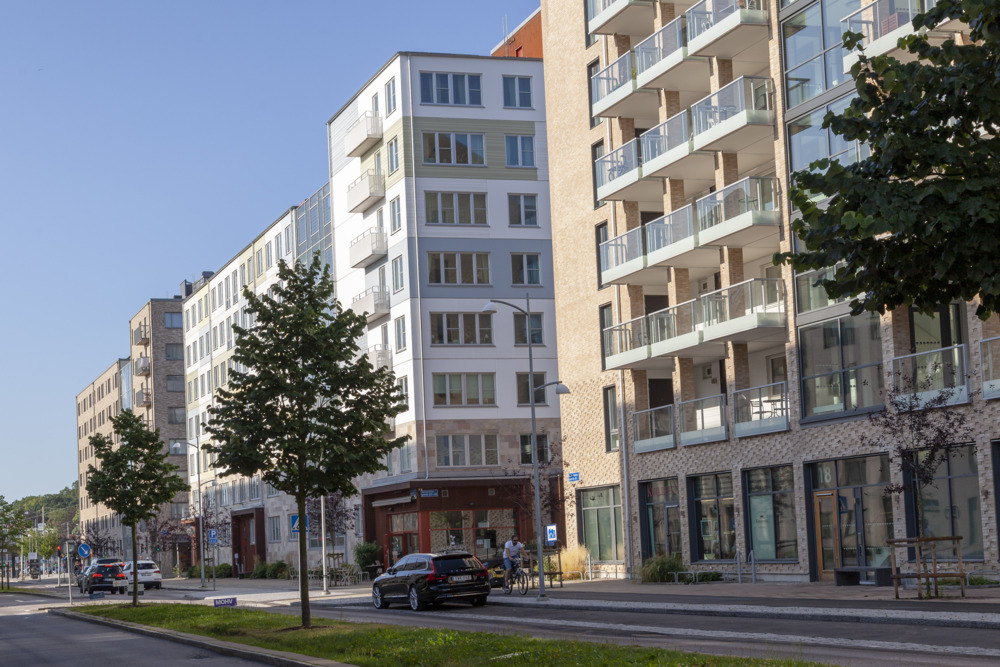 Nybyggnationer i stadsdelen Kvillebäcken vid Backaplan.